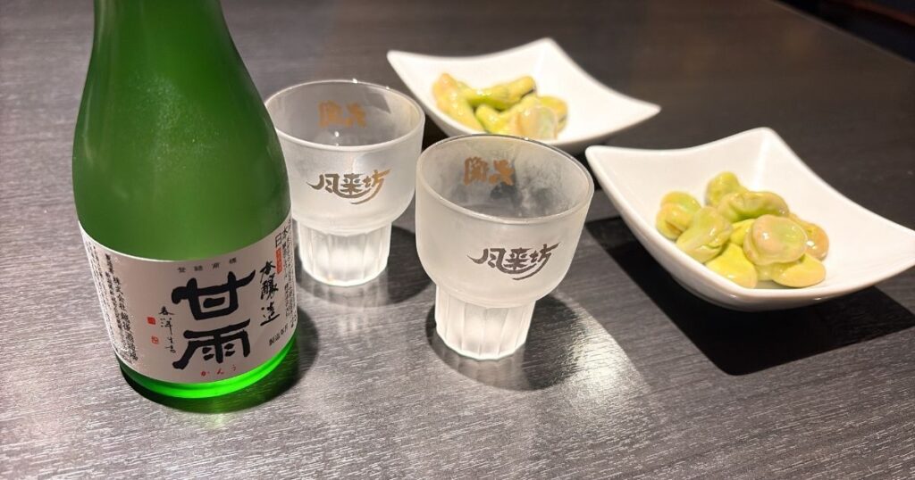 風来坊 錦呉服通店の日本酒とお通し