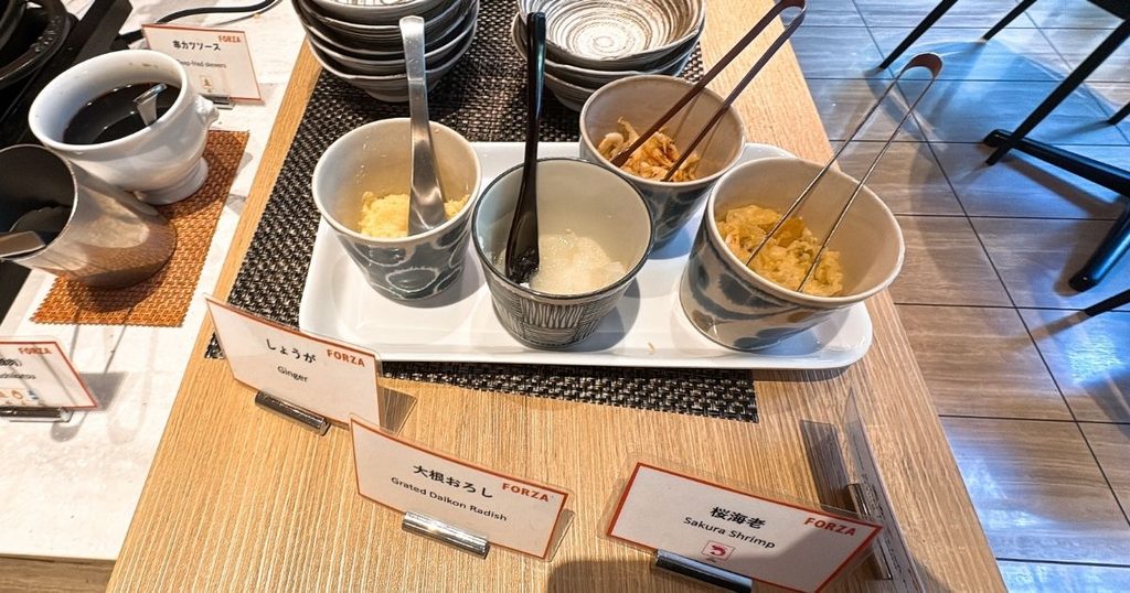 ホテルフォルツァ大阪北浜の朝食ビュッフェのトッピング