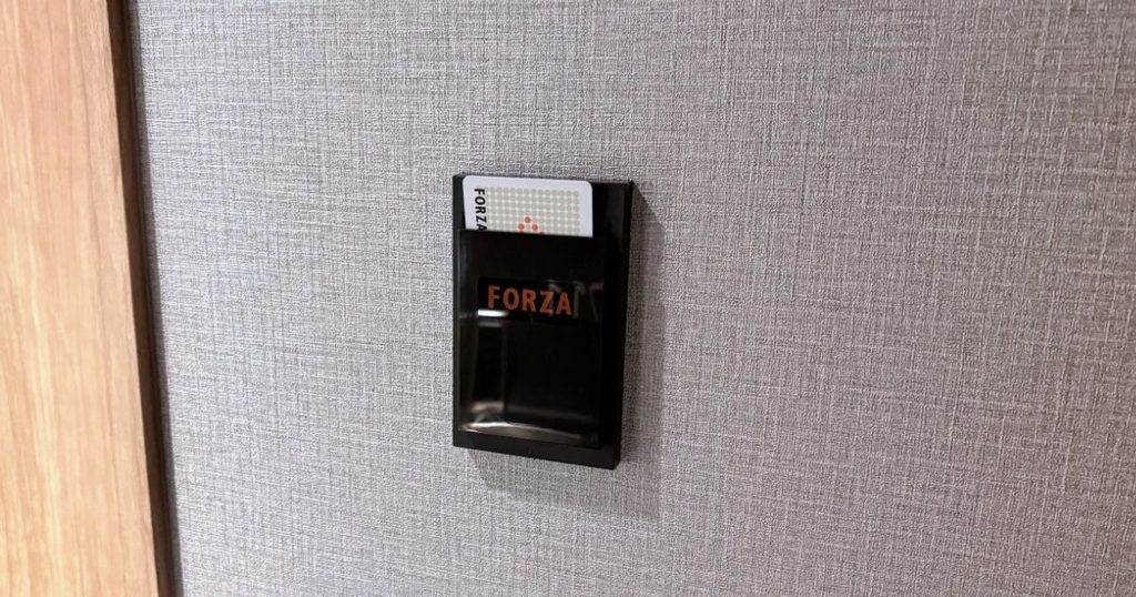 ホテルフォルツァ大阪北浜のカードキーを差し込む客室の電源スイッチ