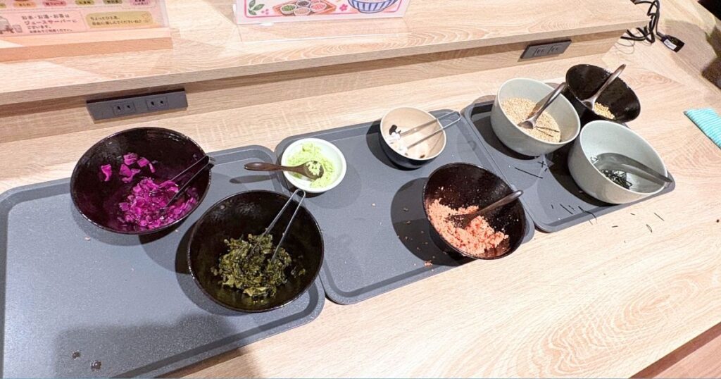 たびのホテル宇都宮ゆいの杜のだし茶漬けの具材